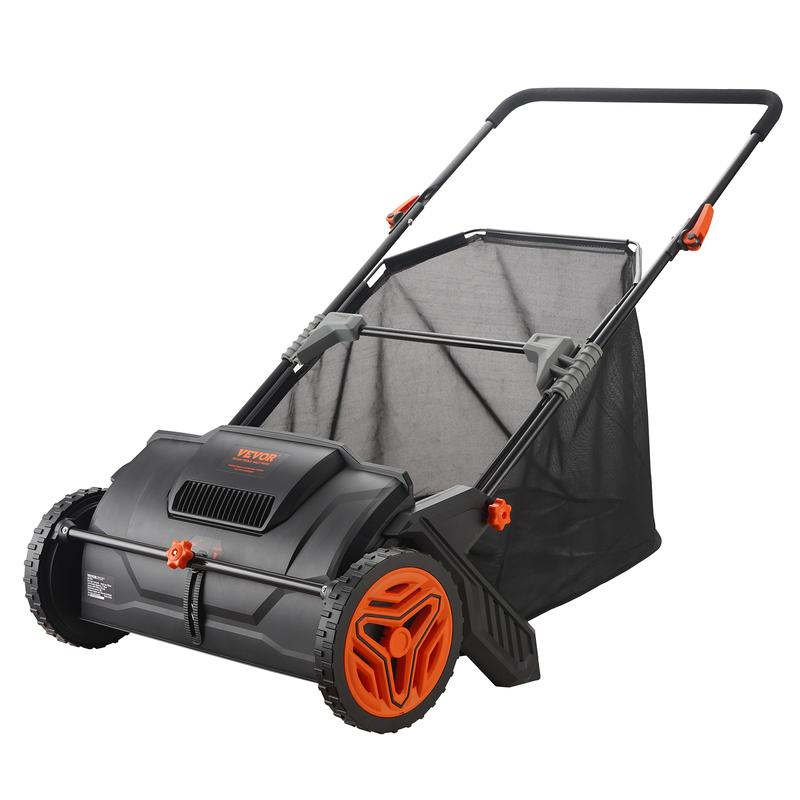 VEVOR Push Lawn Sweeper, Various specifications, Leaf & Grass Collector, Strong Rubber Wheels & Heavy Duty Thickened Steel Durable to Use with Large Capacity. Mesh Collection Hopper Bag, Spinning Brushes